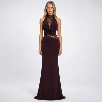 Lace High Neck Cutout Maxi Dress