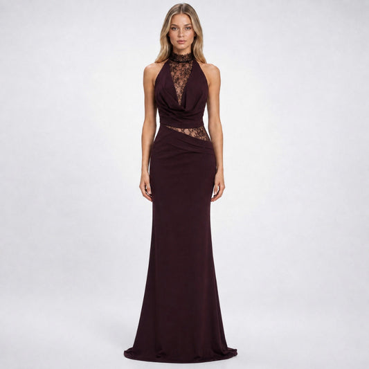 Lace High Neck Cutout Maxi Dress