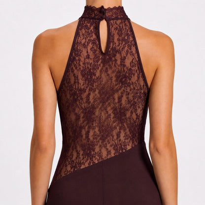 Lace High Neck Cutout Maxi Dress