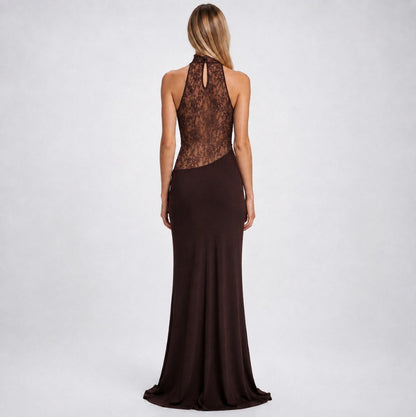 Lace High Neck Cutout Maxi Dress