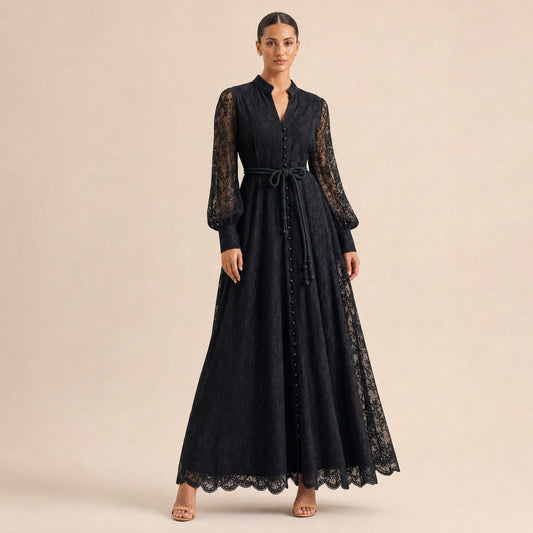 Lace Long Sleeve Maxi Dress
