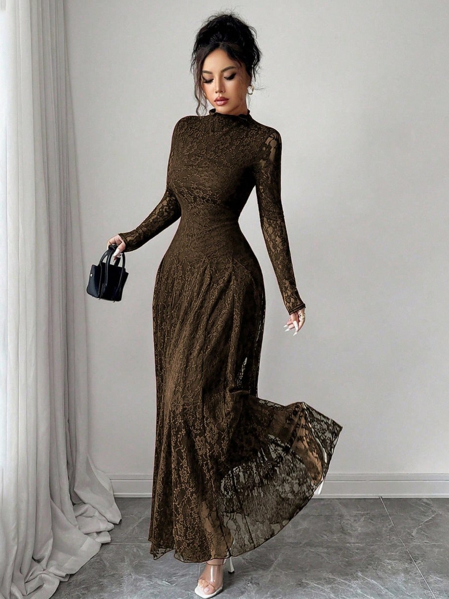 Lace Long Sleeve Maxi Dress