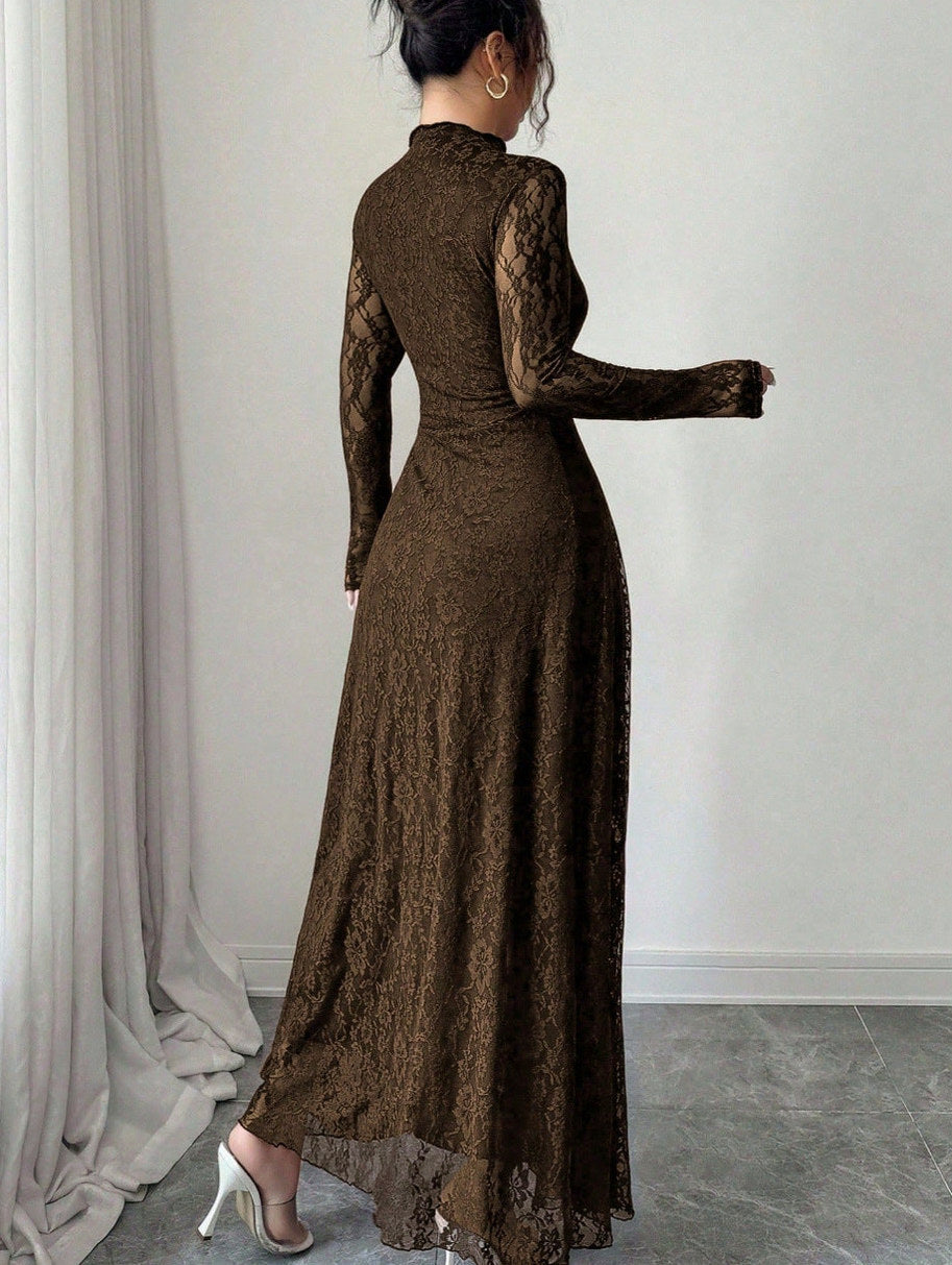 Lace Long Sleeve Maxi Dress