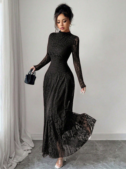 Lace Long Sleeve Maxi Dress