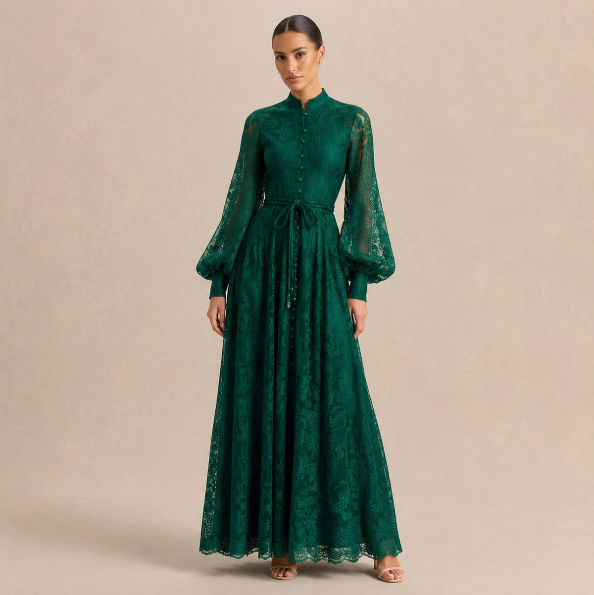 Lace Long Sleeve Maxi Dress