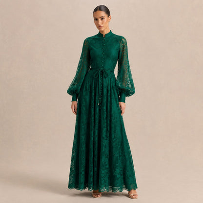 Lace Long Sleeve Maxi Dress