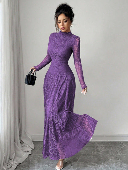 Lace Long Sleeve Maxi Dress