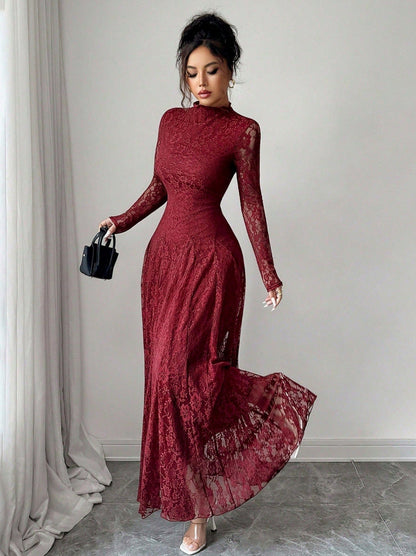 Lace Long Sleeve Maxi Dress