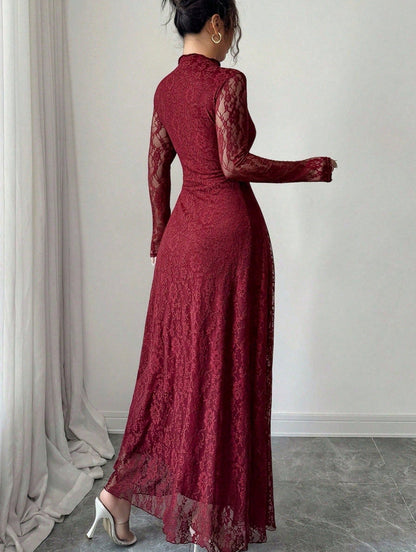 Lace Long Sleeve Maxi Dress