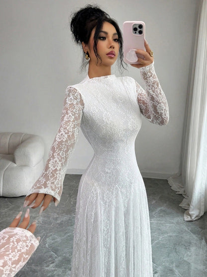 Lace Long Sleeve Maxi Dress