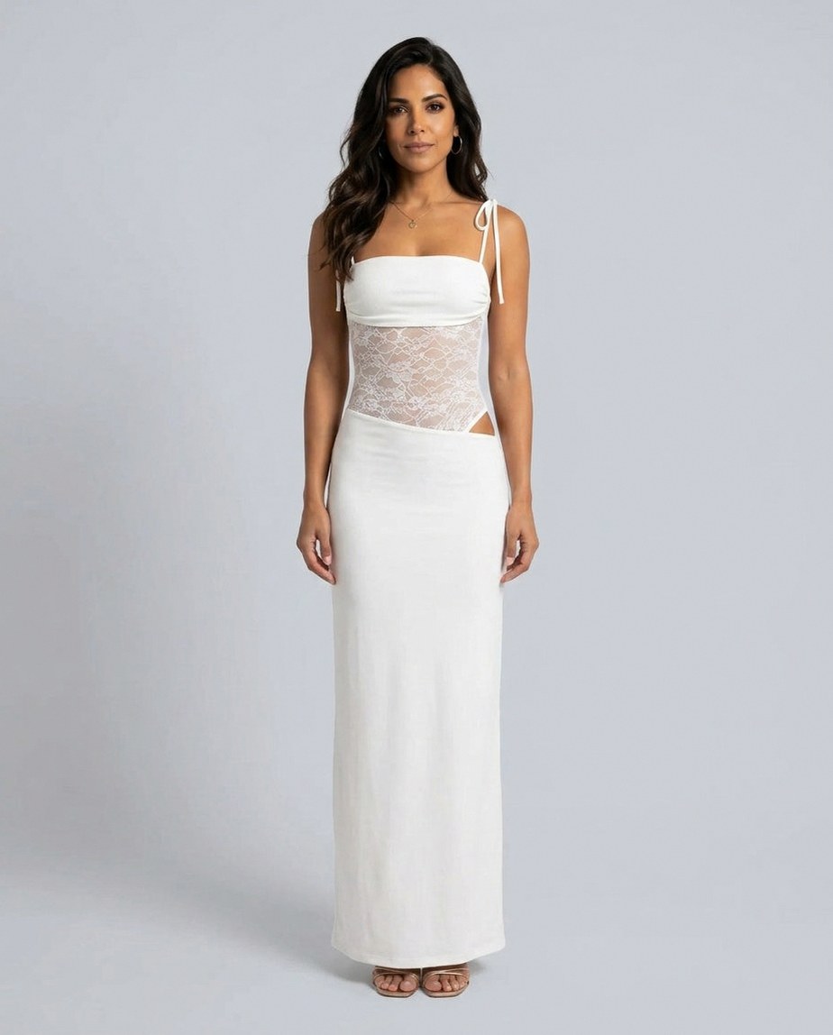 Lace Sheer Cutout Maxi Dress