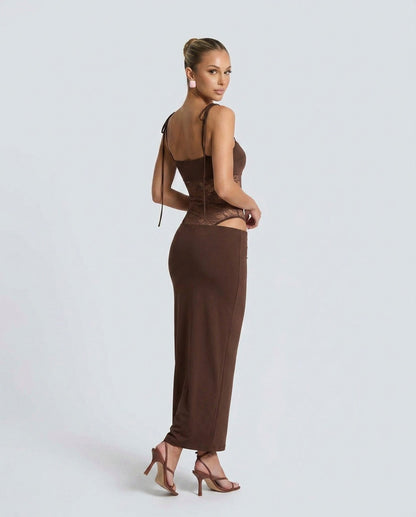Lace Sheer Cutout Maxi Dress