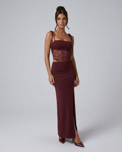 Lace Sheer Cutout Maxi Dress