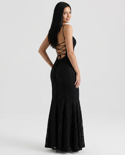 Lace Square Neck Maxi Dress