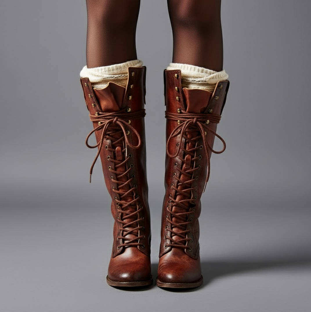 Lace Up Knee High Combat Boots