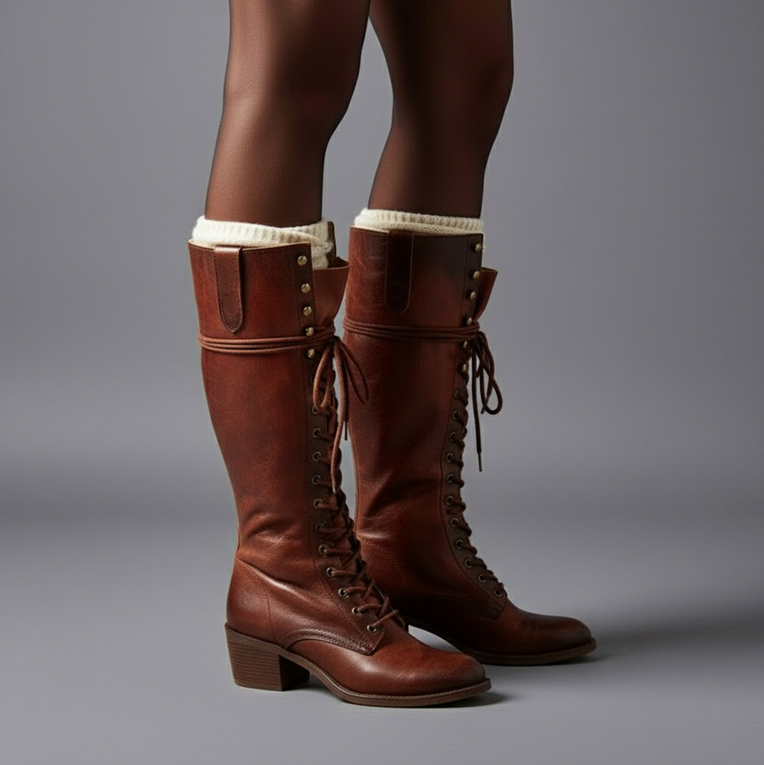 Lace Up Knee High Combat Boots