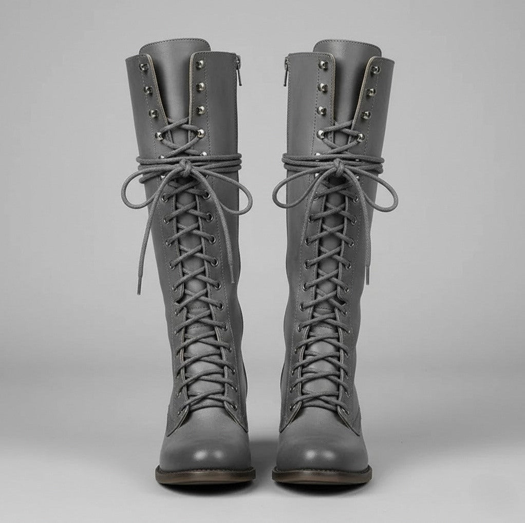 Lace Up Knee High Combat Boots
