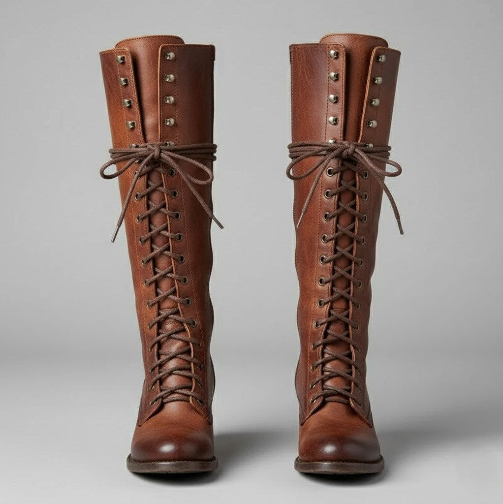 Lace Up Knee High Combat Boots