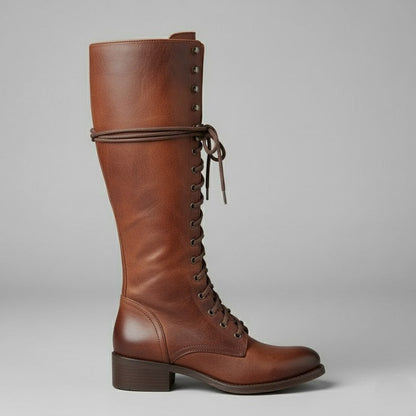 Lace Up Knee High Combat Boots