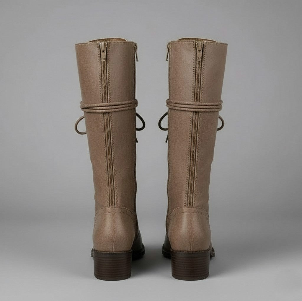 Lace Up Knee High Combat Boots