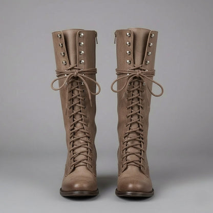 Lace Up Knee High Combat Boots