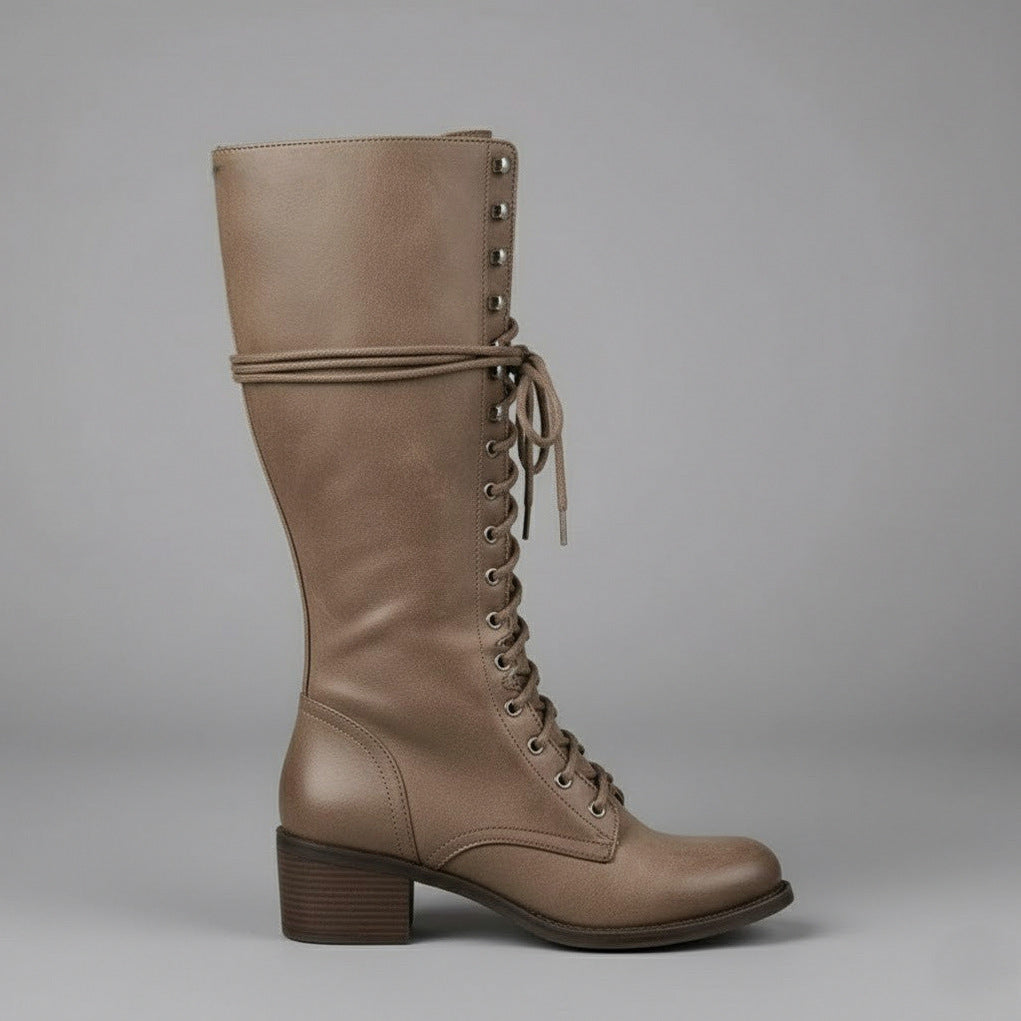 Lace Up Knee High Combat Boots