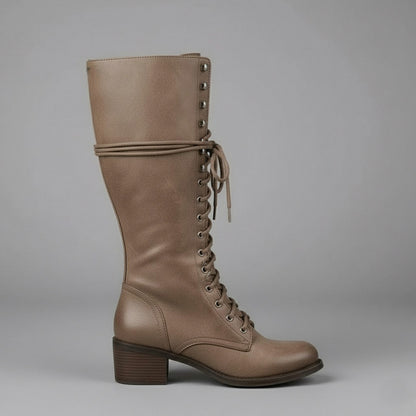 Lace Up Knee High Combat Boots