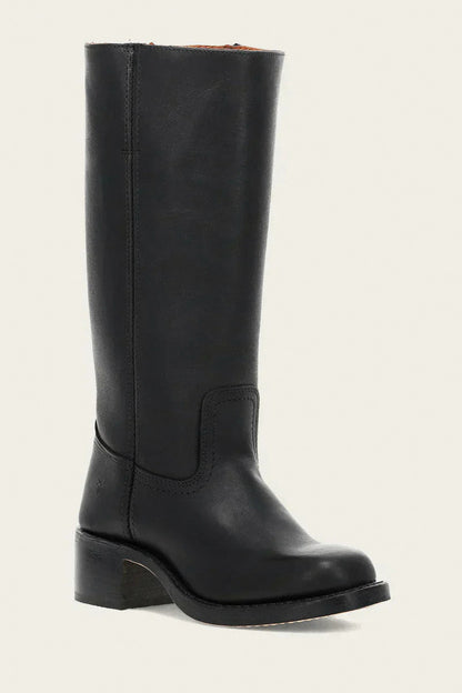 Leather Round Toe Knee High Boots