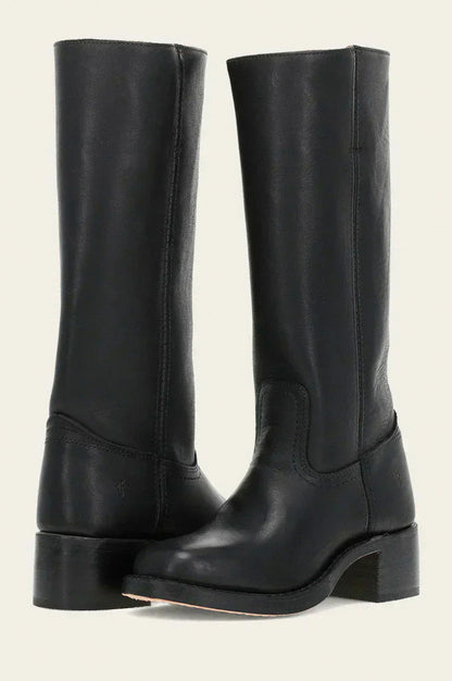 Leather Round Toe Knee High Boots