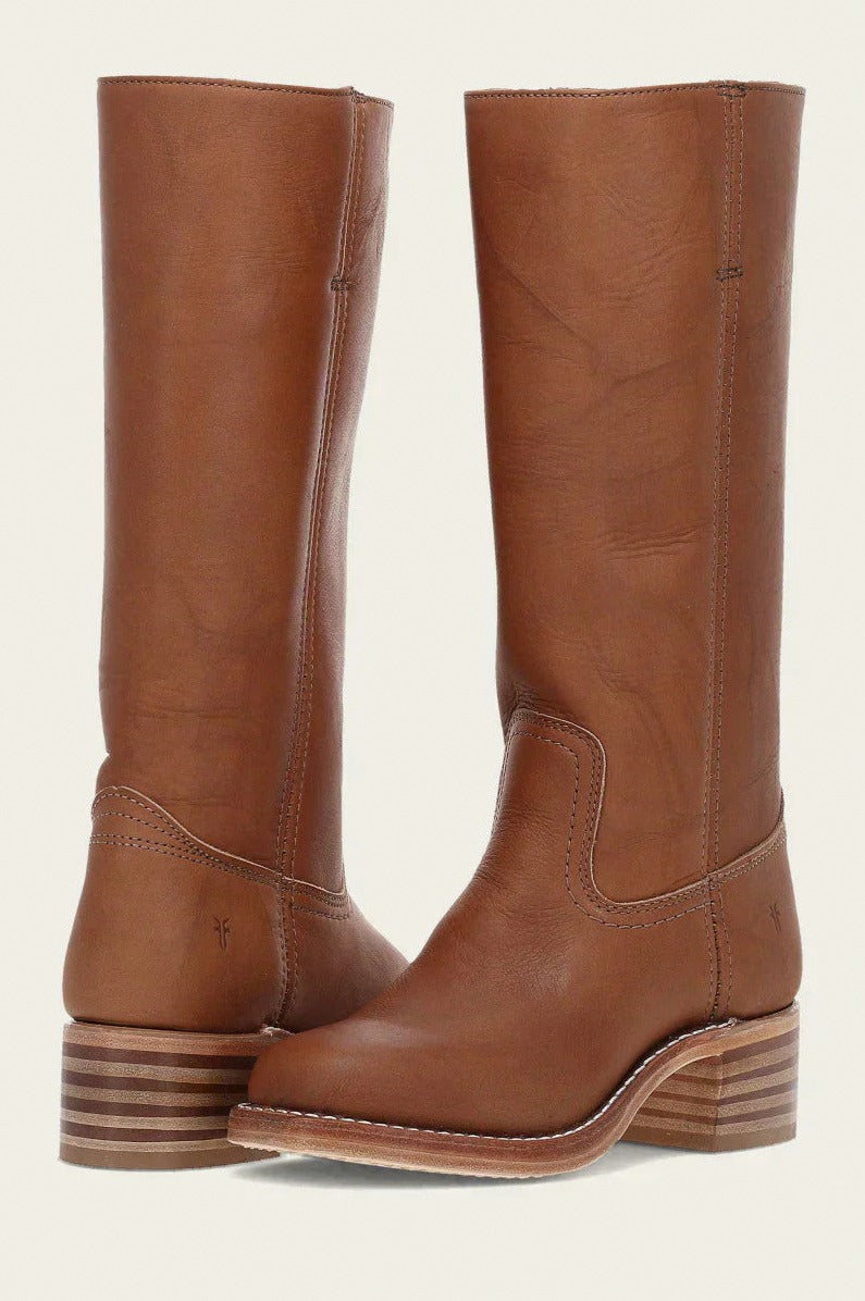 Leather Round Toe Knee High Boots