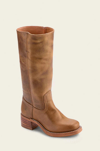 Leather Round Toe Knee High Boots