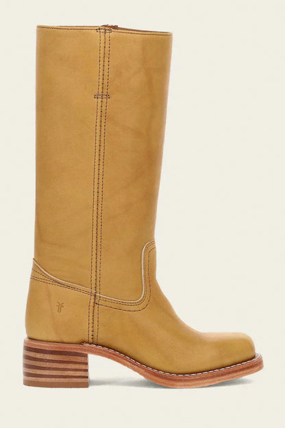 Leather Round Toe Knee High Boots
