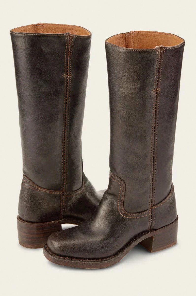 Leather Round Toe Knee High Boots