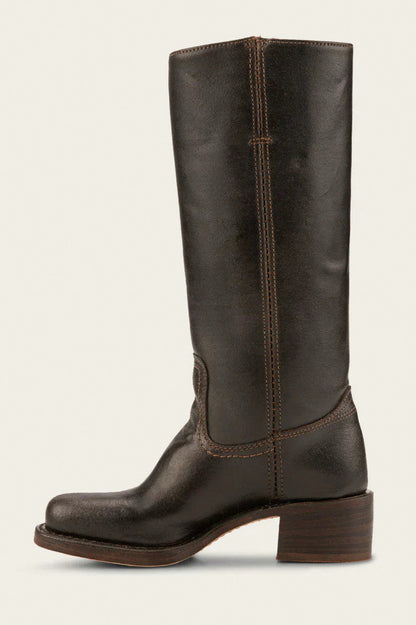 Leather Round Toe Knee High Boots
