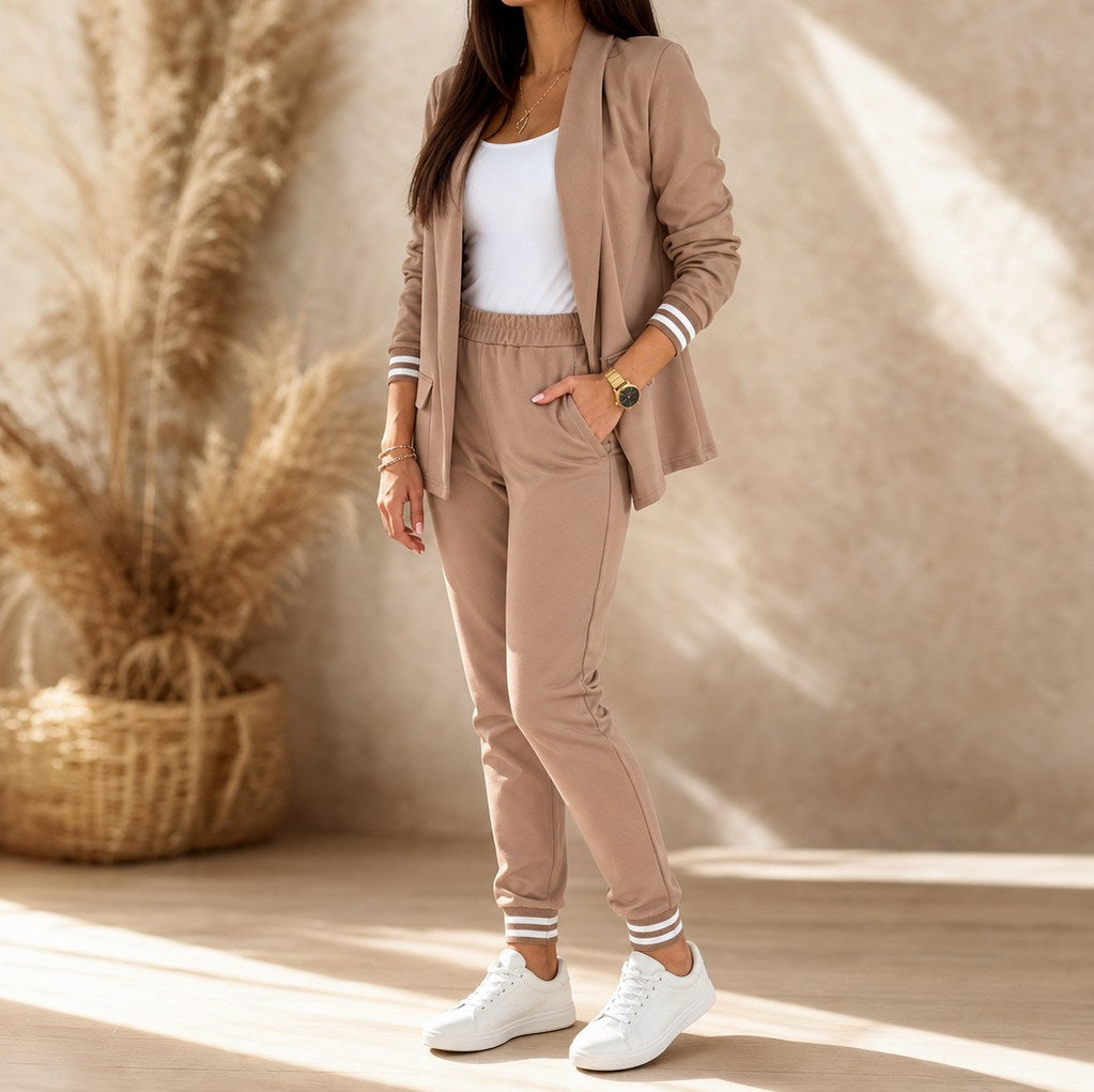 Long Sleeve Blazer Jogger Two Piece Set