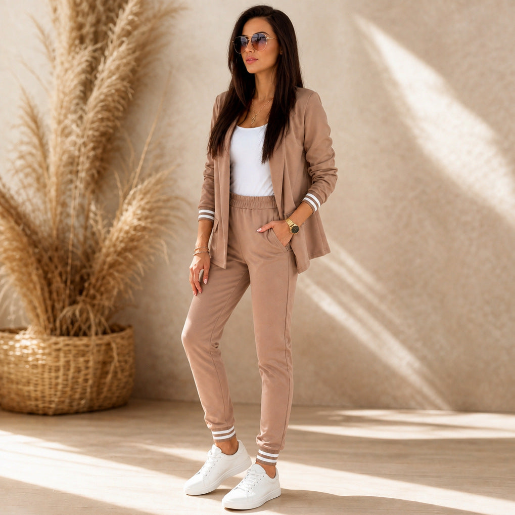 Long Sleeve Blazer Jogger Two Piece Set