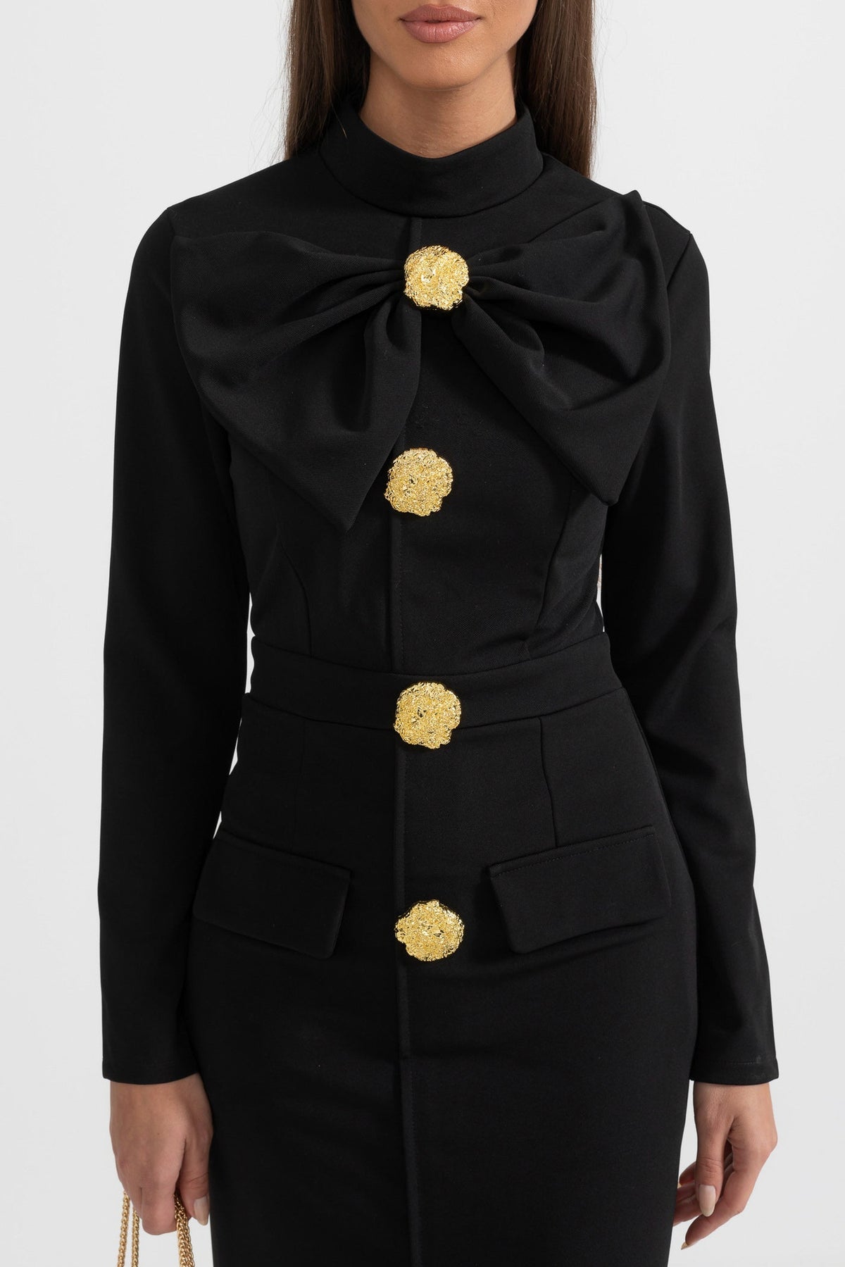 Long Sleeve Bow Midi Dress