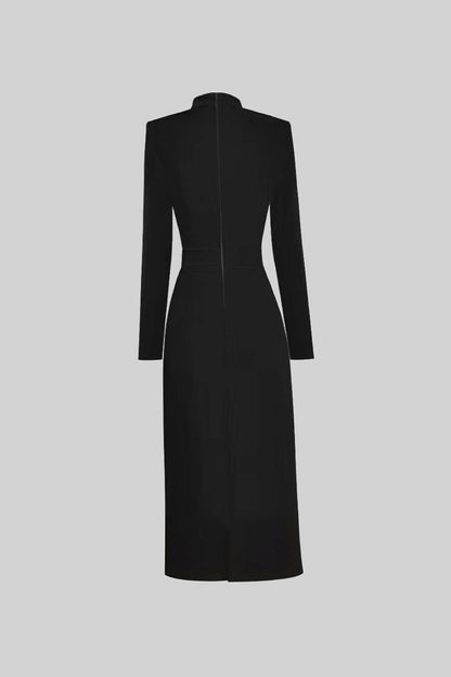 Long Sleeve Bow Midi Dress
