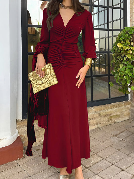 Long Sleeve Ruched Maxi Dress