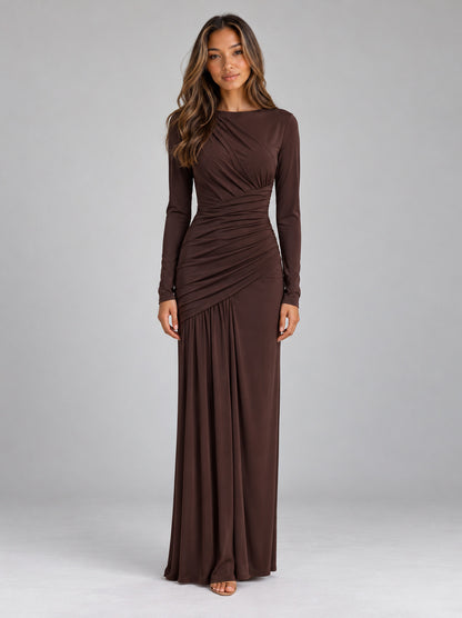 Long Sleeve Ruched Maxi Dress