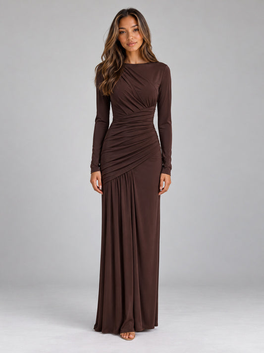Long Sleeve Ruched Maxi Dress