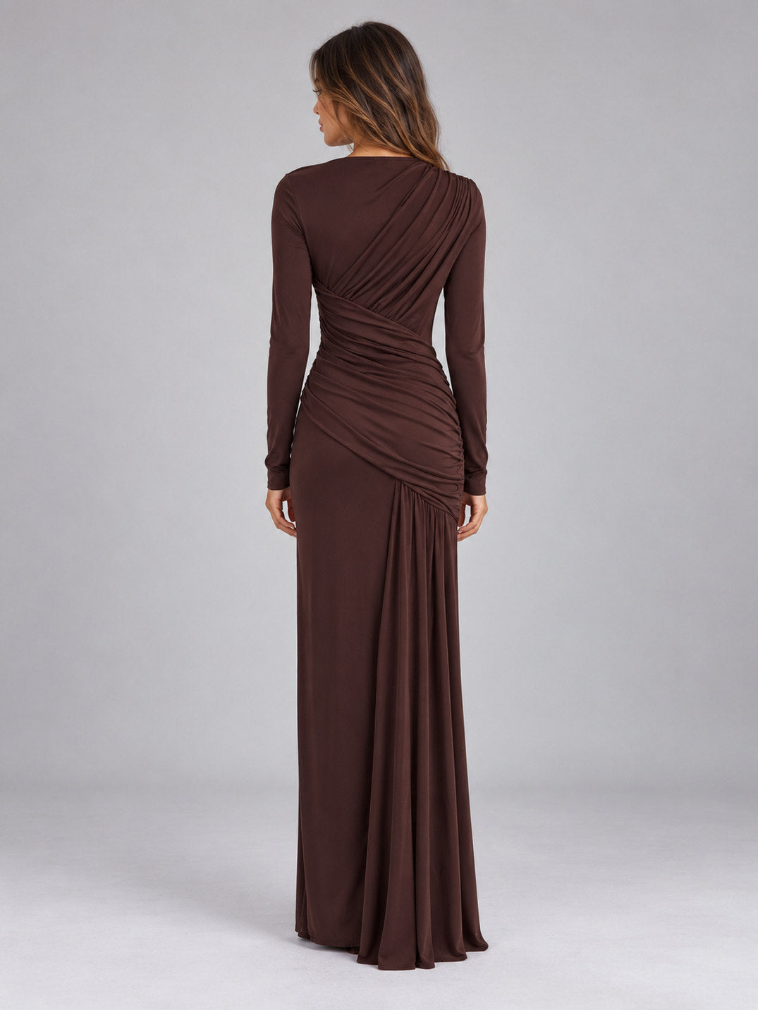 Long Sleeve Ruched Maxi Dress