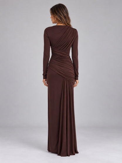 Long Sleeve Ruched Maxi Dress
