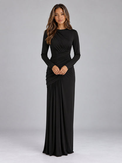 Long Sleeve Ruched Maxi Dress