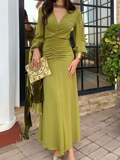 Long Sleeve Ruched Maxi Dress