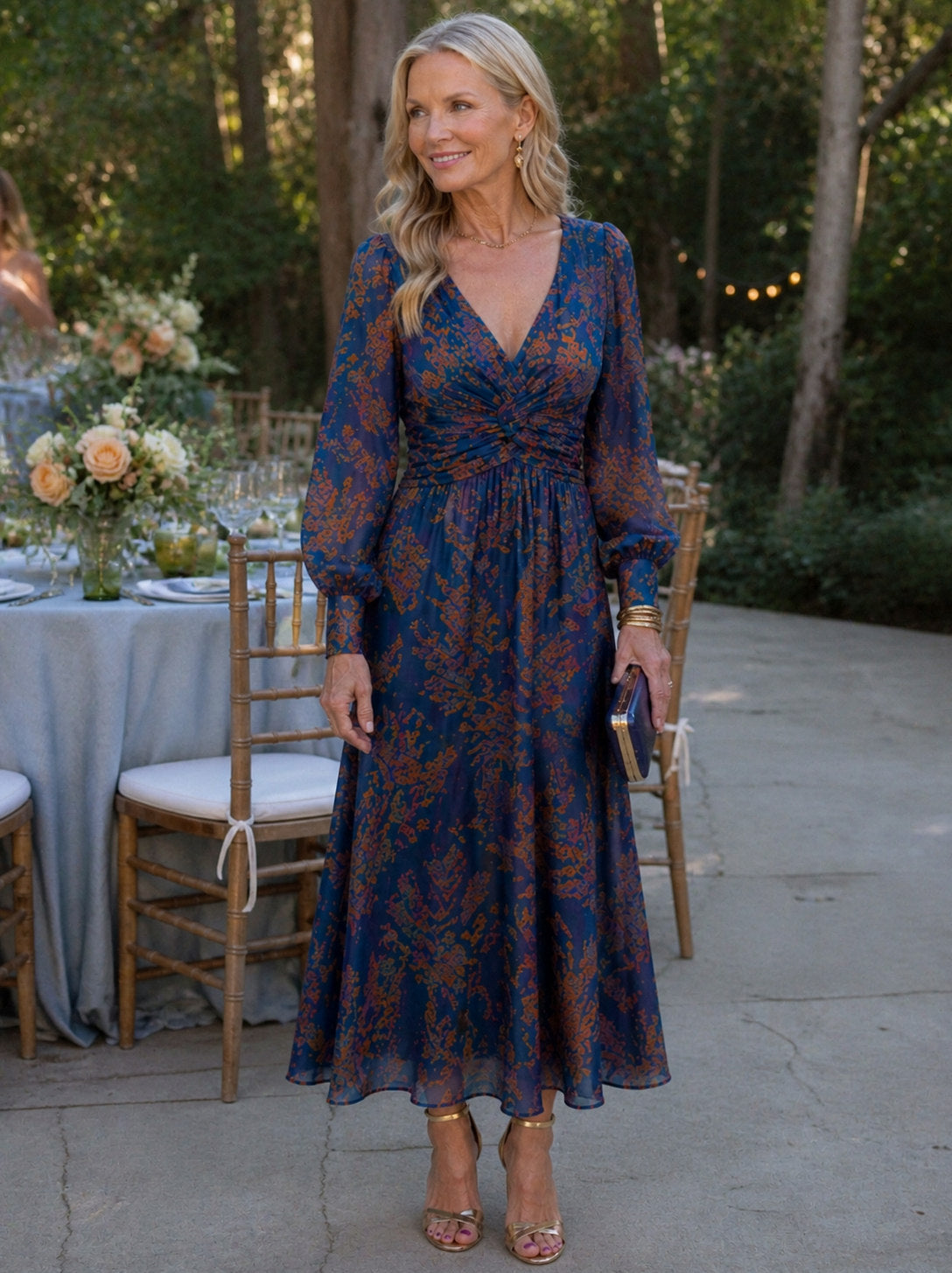Long Sleeve Twist Front Maxi Dress