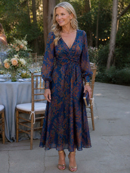 Long Sleeve Twist Front Maxi Dress