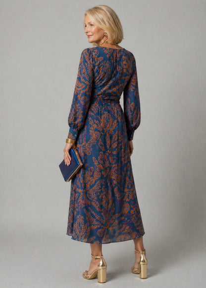 Long Sleeve Twist Front Maxi Dress