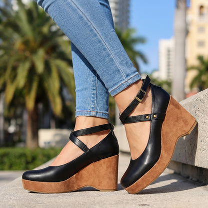 Mary Jane Platform Wedge Pumps