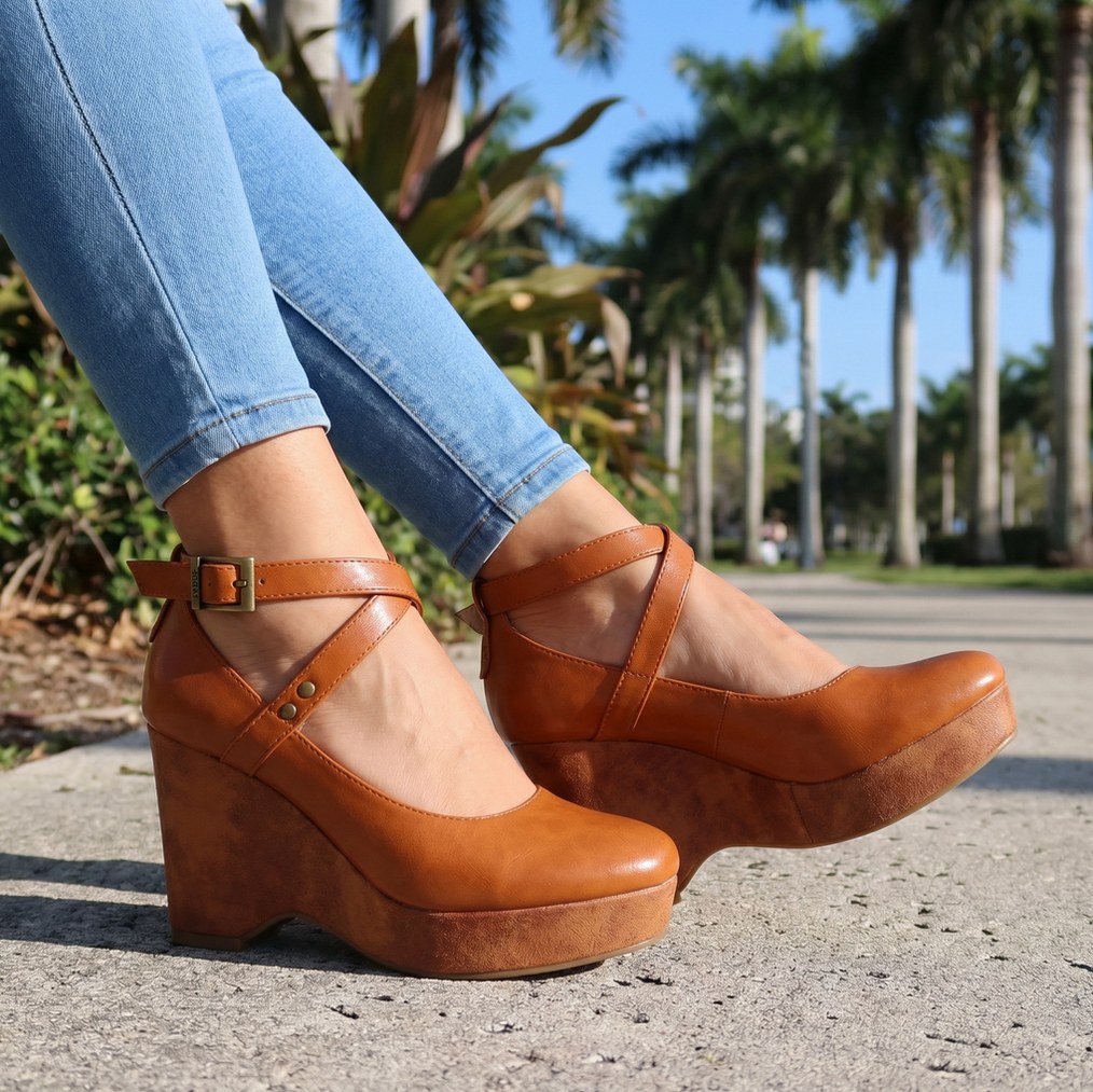 Mary Jane Platform Wedge Pumps